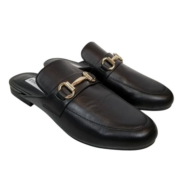 Steve Madden Kandi Women's Black Leather Horse Bit Mules Loafers Flats Size 7 - Picture 1 of 8